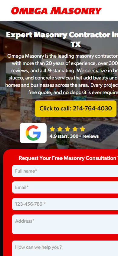 Omega Masonry mobile